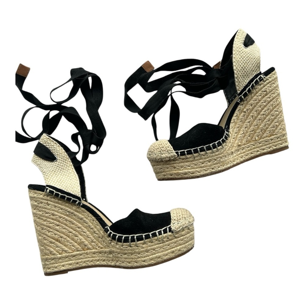 Vince Camuto Alindra Espadrille Wedge Black Excellent Size 6.5 - Picture 5 of 11